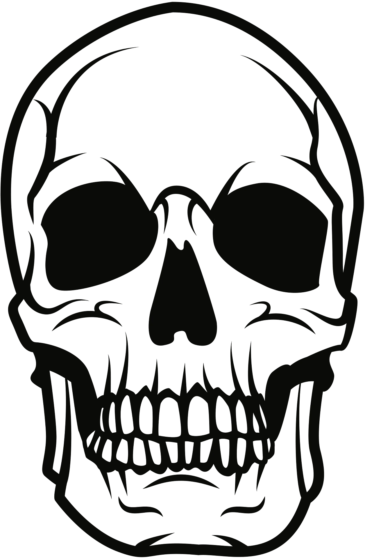 Monochrome Skull Clipart - Graphic Illustration of Skeletal Anatomy Design