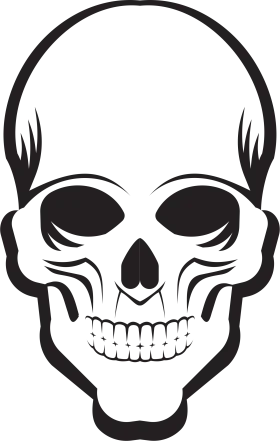 Monochrome Skull Clipart - Minimalist Black and White Skeletal Design