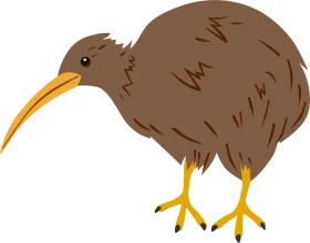 Charming Brown Kiwi Bird Clipart Illustration with Distinctive Long Beak