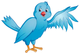 Cheerful Blue Cartoon Bird Clipart Spreading Joy with Playful Pose