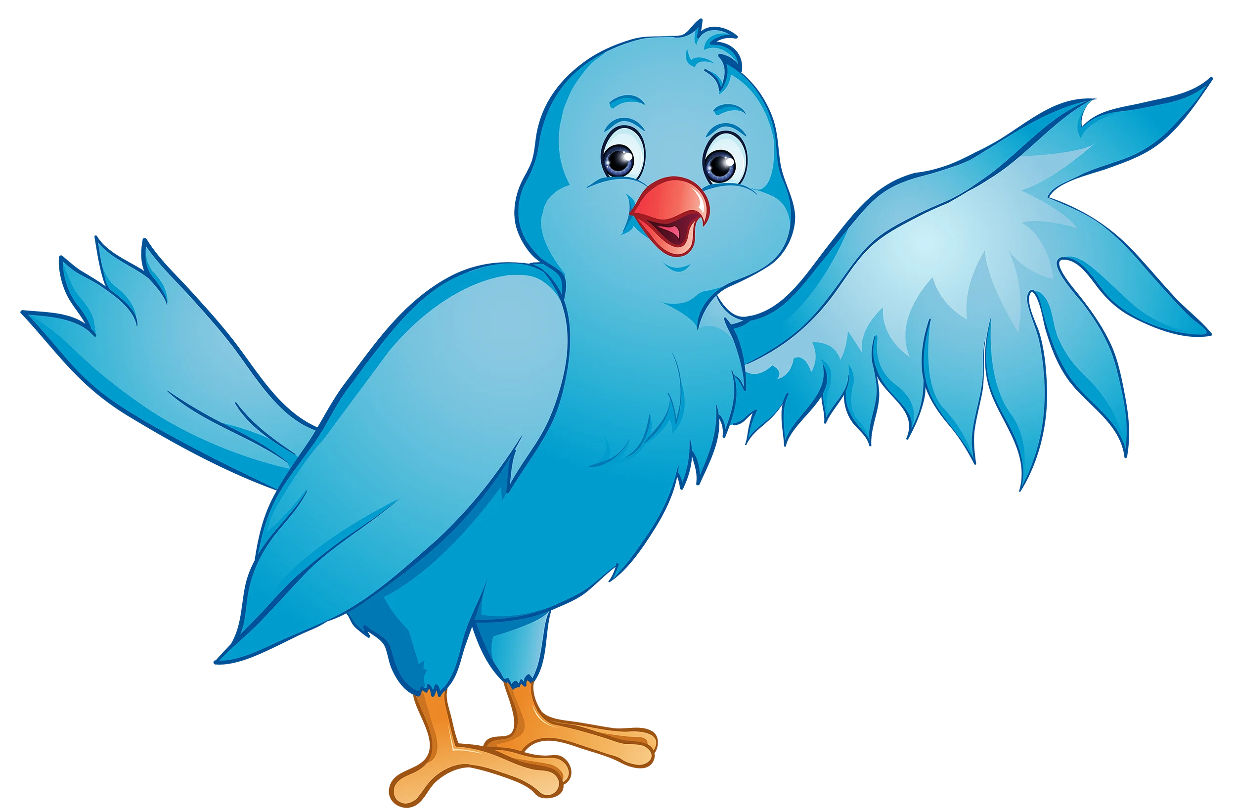 Cheerful Blue Cartoon Bird Clipart Spreading Joy with Playful Pose