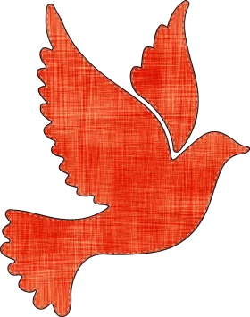 Serene Red Dove Silhouette Clipart with Textured Crosshatch Background