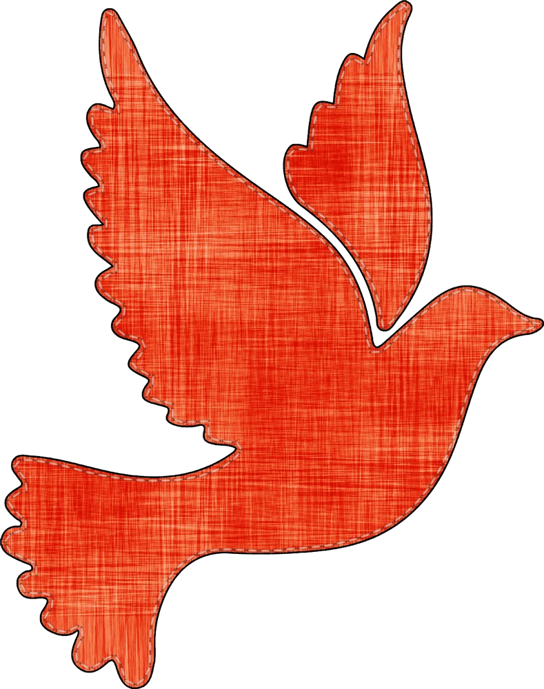 Serene Red Dove Silhouette Clipart with Textured Crosshatch Background