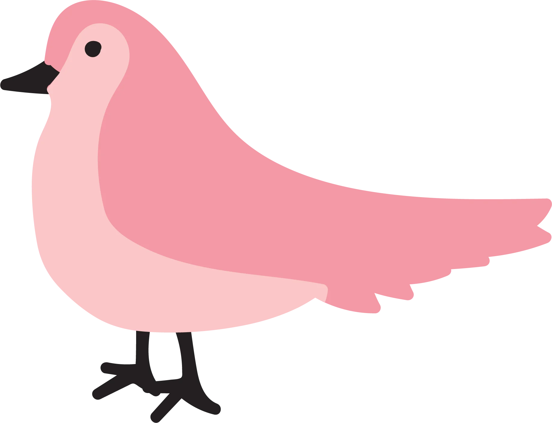 Soft Pink Whimsical Bird Silhouette Clipart with Gentle Pastel Tones