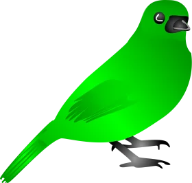 Stylized Green Finch Clipart: A Minimalist Avian Design with Bold Geometric Flair