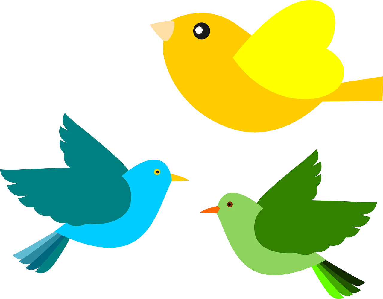 Whimsical Cartoon Bird Clipart Collection with Cheerful Color Palette