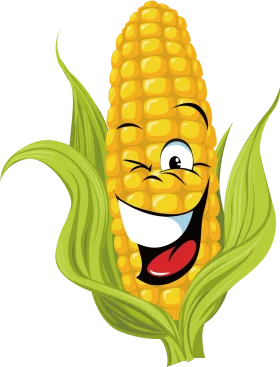 Cheerful Cartoon Corn on the Cob Clipart with Playful Facial Expression