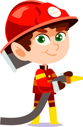 Adorable Cartoon Firefighter Clipart: Young Hero in Protective Gear