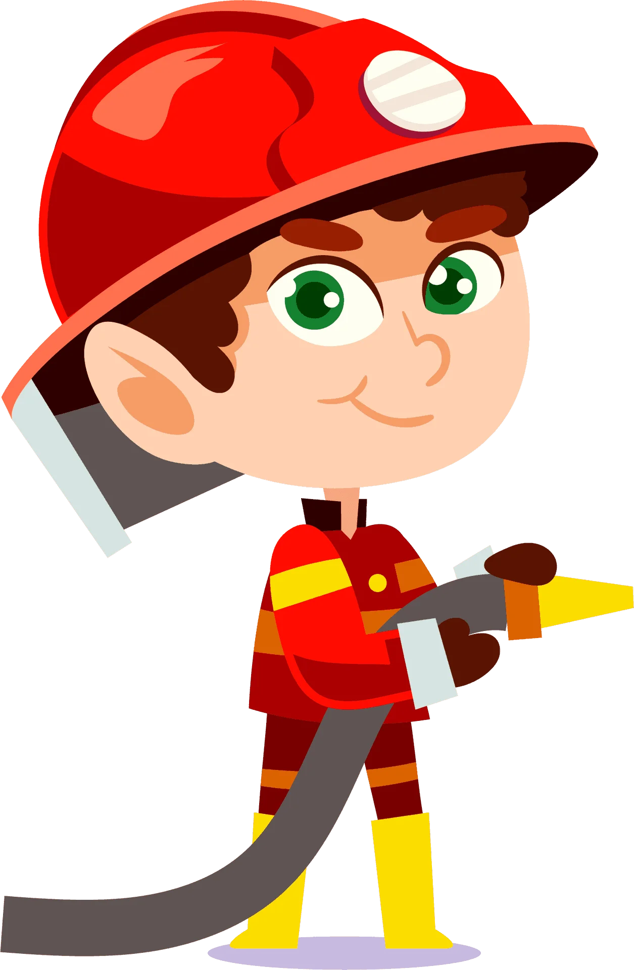 Adorable Cartoon Firefighter Clipart: Young Hero in Protective Gear