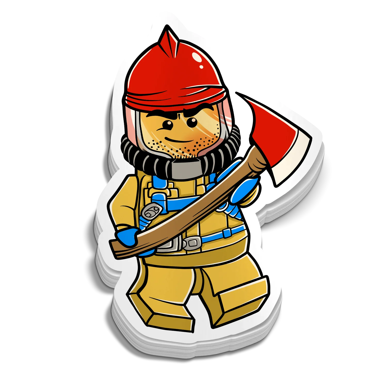 Brave Firefighter LEGO Character Cartoon Clipart Illustration Design
