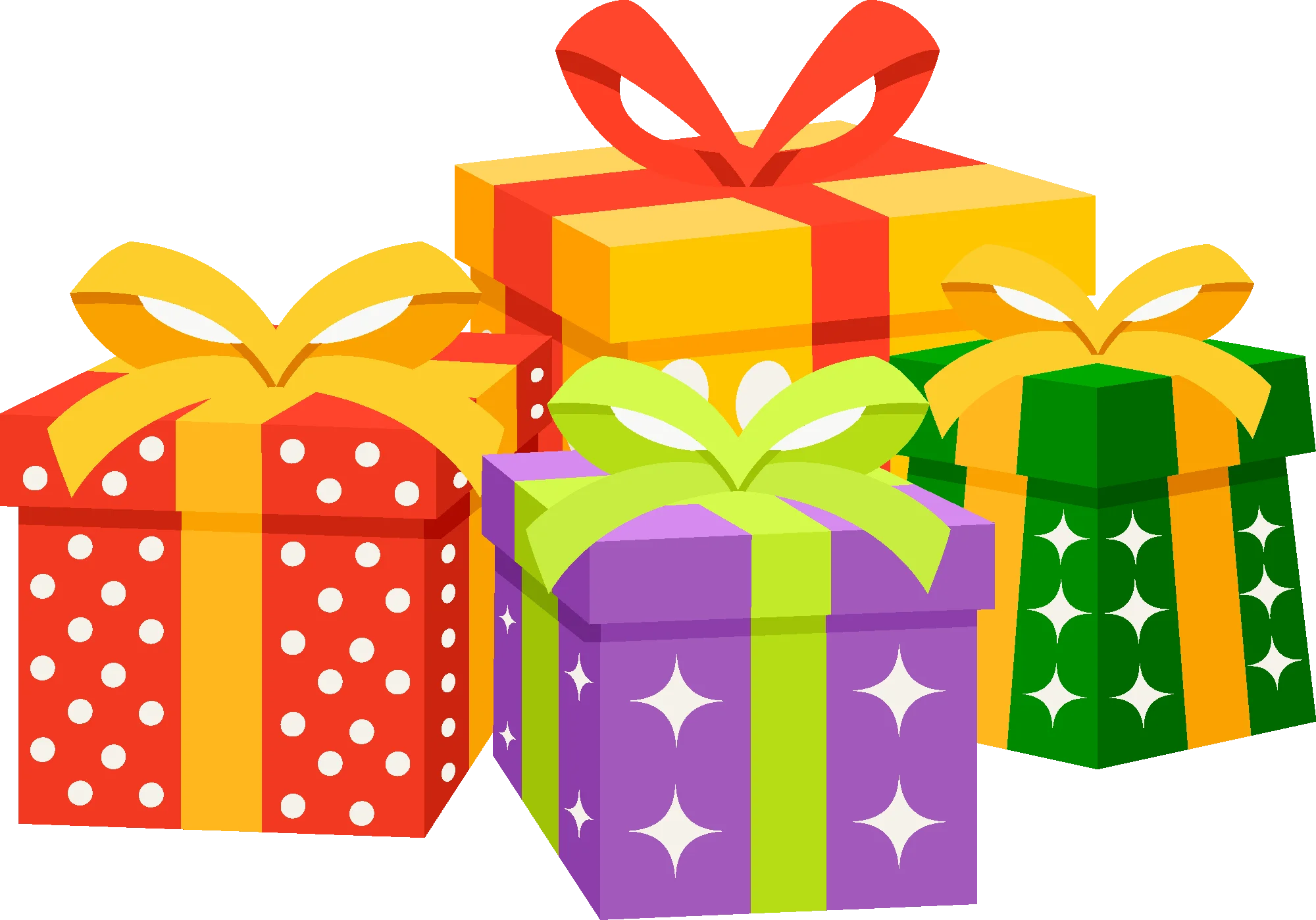 Festive Holiday Gift Boxes Clipart - Colorful Wrapped Presents Illustration
