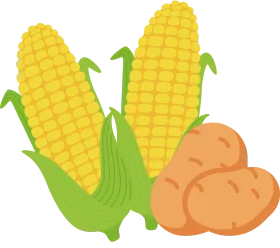 Fresh Golden Corn and Rustic Potatoes Wholesome Agricultural Clipart Collection