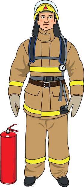 Professional Firefighter Safety Gear Protective Uniform Clipart Illustration