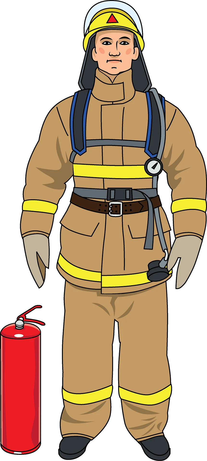 Professional Firefighter Safety Gear Protective Uniform Clipart Illustration