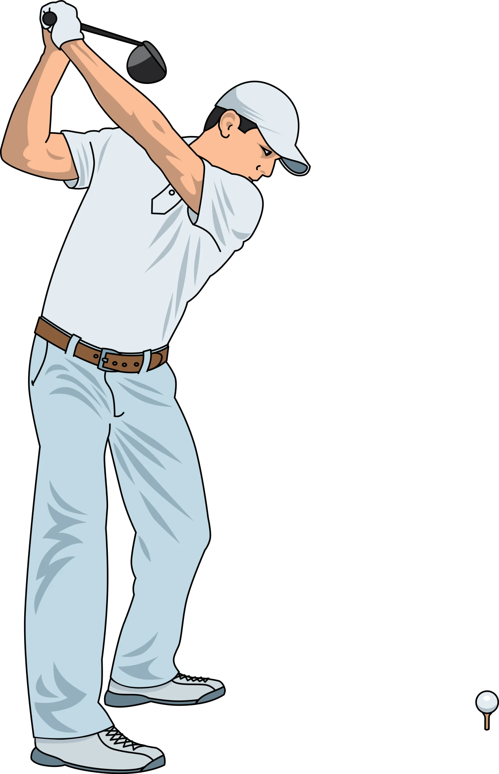 Professional Golfer Mid-Swing Action Stance Golf Equipment Clipart Illustration