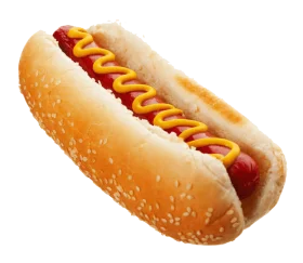 Classic American Ballpark Hot Dog Clipart with Golden Mustard Swirl