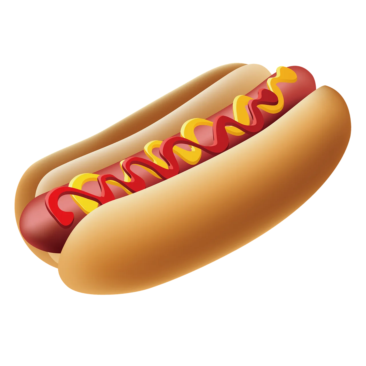 Classic American Hot Dog Clipart with Mustard and Ketchup on Soft Bun