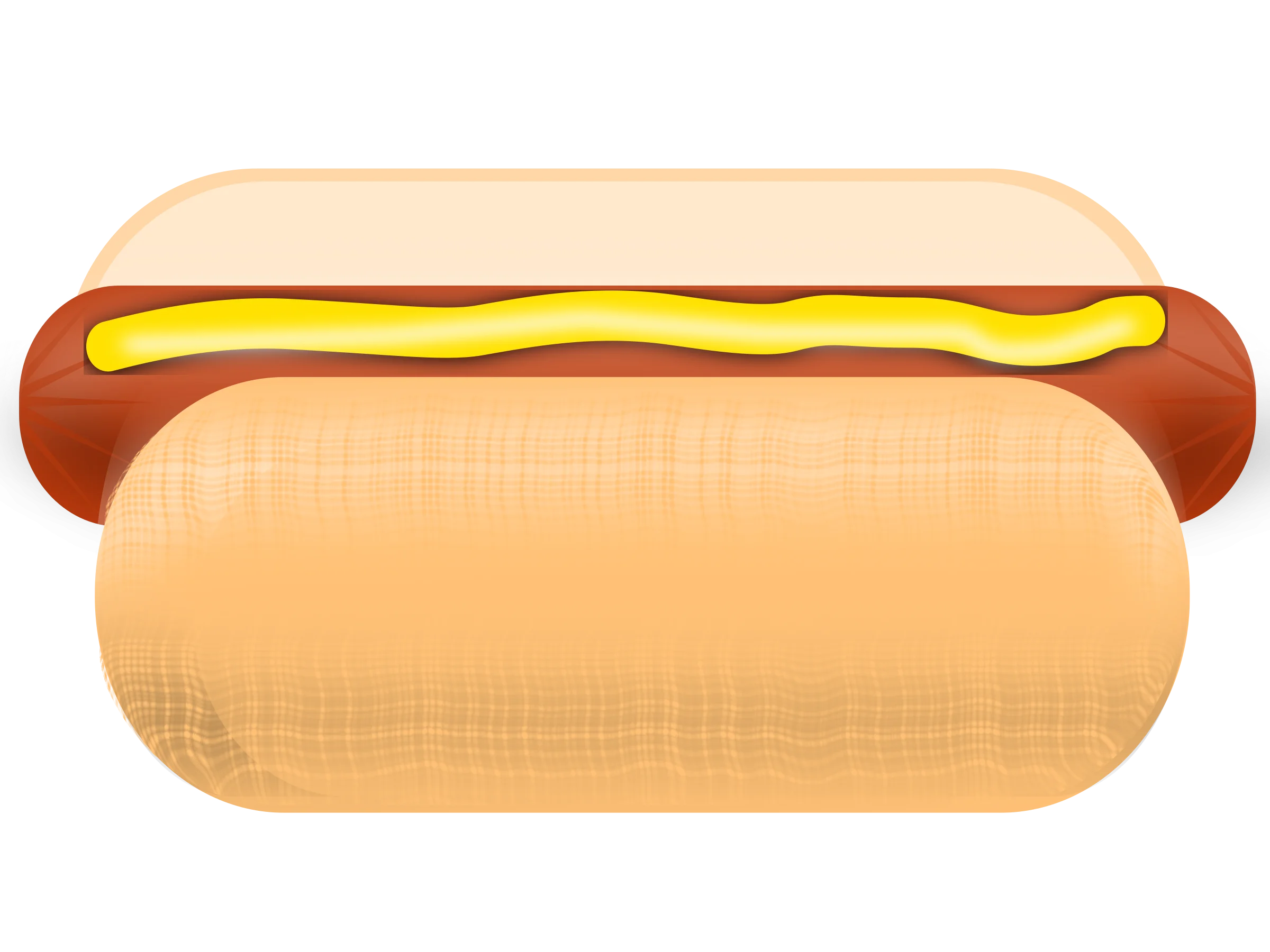 Classic American Hot Dog Clipart with Mustard Yellow Accent on Soft Bun
