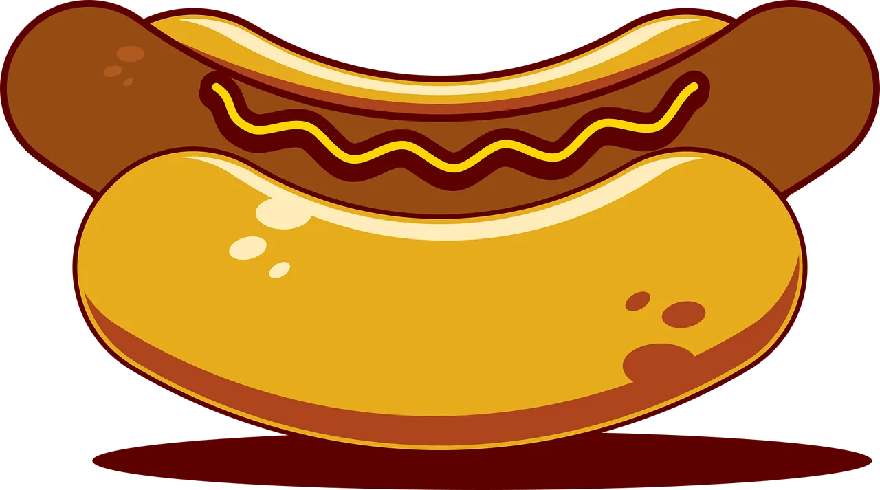 Classic American Street Food Hot Dog Cartoon Clipart Design Illustration