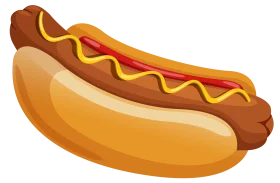 Classic American-Style Hot Dog Clipart with Mustard and Ketchup Illustration