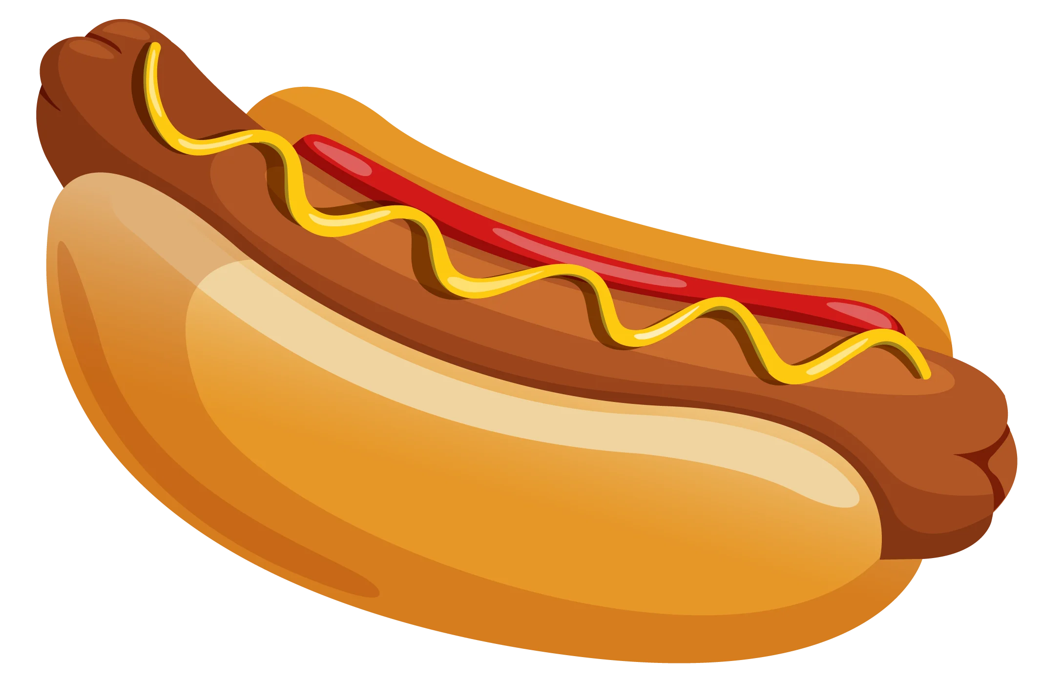 Classic American-Style Hot Dog Clipart with Mustard and Ketchup Illustration