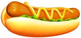Deliciously Illustrated Classic Hot Dog Clipart with Mustard Zigzag Design