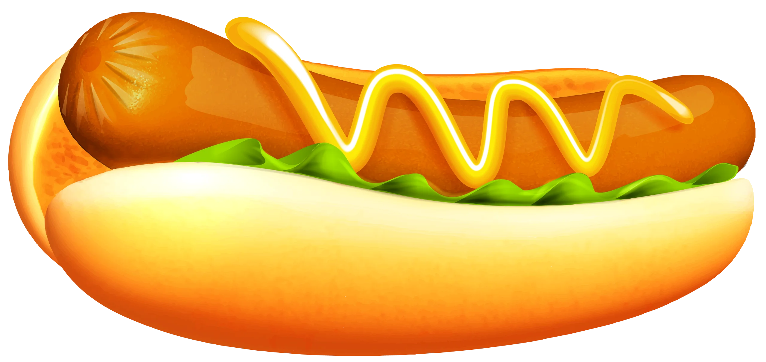 Deliciously Illustrated Classic Hot Dog Clipart with Mustard Zigzag Design