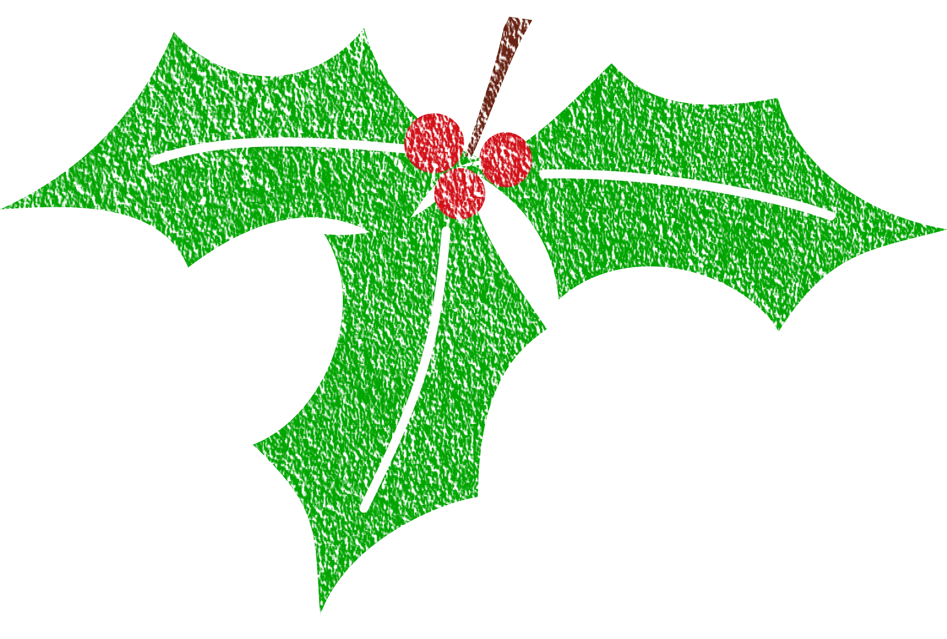 Festive Green Holly Leaf and Berry Clipart Design for Holiday Decorations
