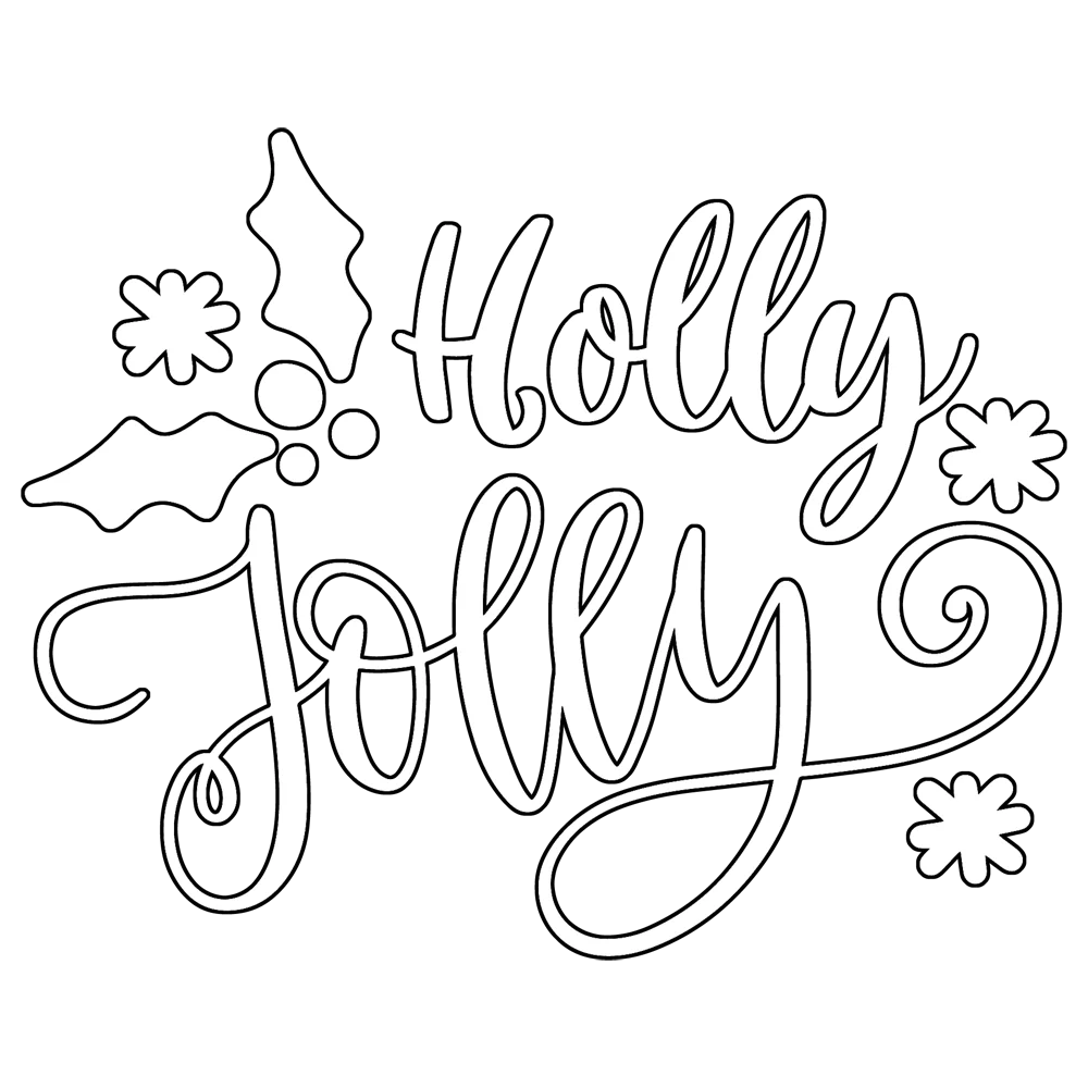 Festive Holly Jolly Christmas Clipart Design with Decorative Lettering