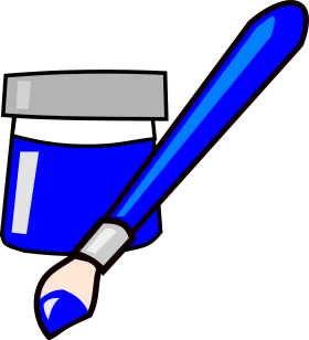 Blue Artistic Paint Brush and Jar Clipart: Creative Design Tool for Digital Art