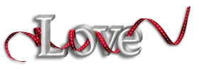 Elegant Silver and Red Love Typography Clipart with Decorative Ribbon Design