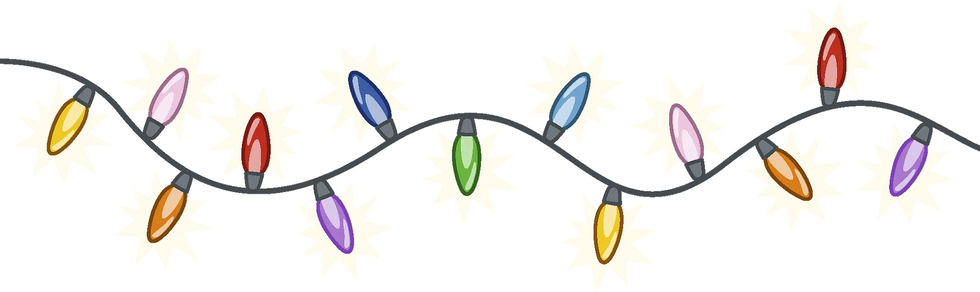 Festive Christmas Lights Clipart Strung with Colorful Cheerful Illumination