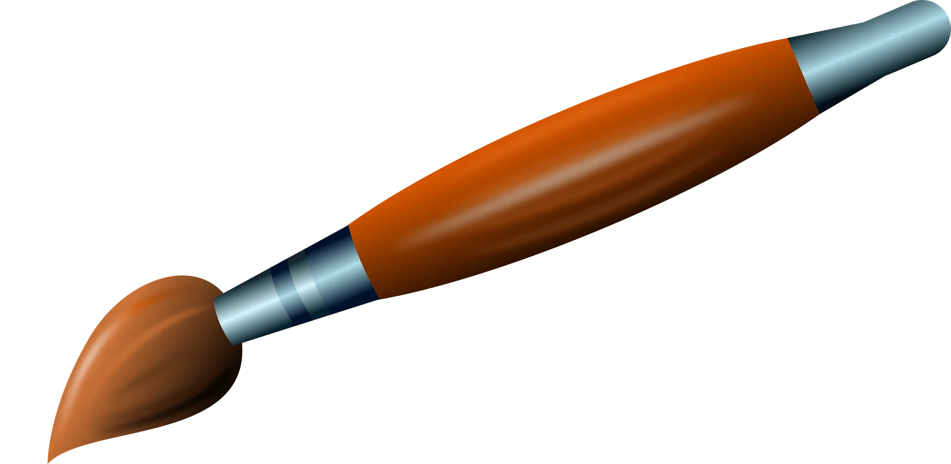 Precision Wooden Paintbrush Clipart with Metallic Metal Ferrule Design