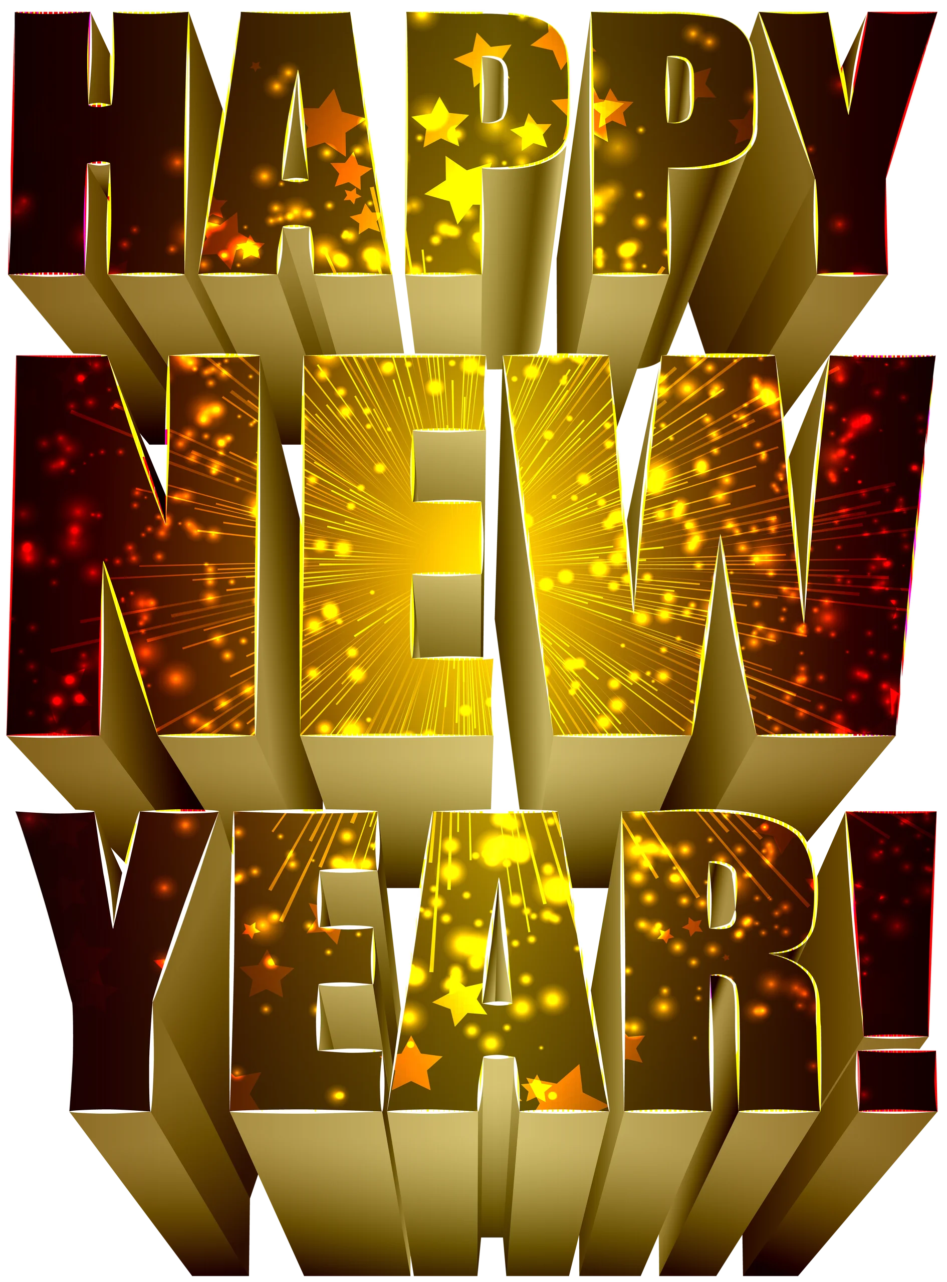 Dazzling Golden 3D Happy New Year Celebration Clipart Typography Design