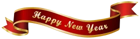 Elegant Crimson and Gold Happy New Year Celebratory Ribbon Clipart Design