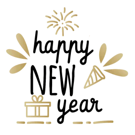 Elegant Festive Happy New Year Celebration Clipart Design with Golden Accents