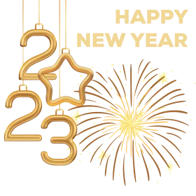Elegant Golden 2023 New Year Celebration Fireworks Clipart Design