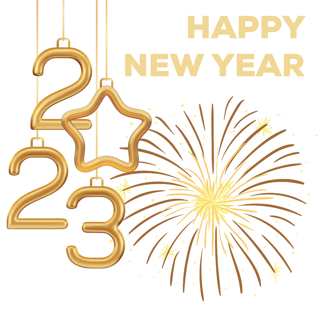 Elegant Golden 2023 New Year Celebration Fireworks Clipart Design