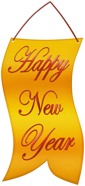 Elegant Golden Happy New Year Celebration Scrollwork Clipart Design