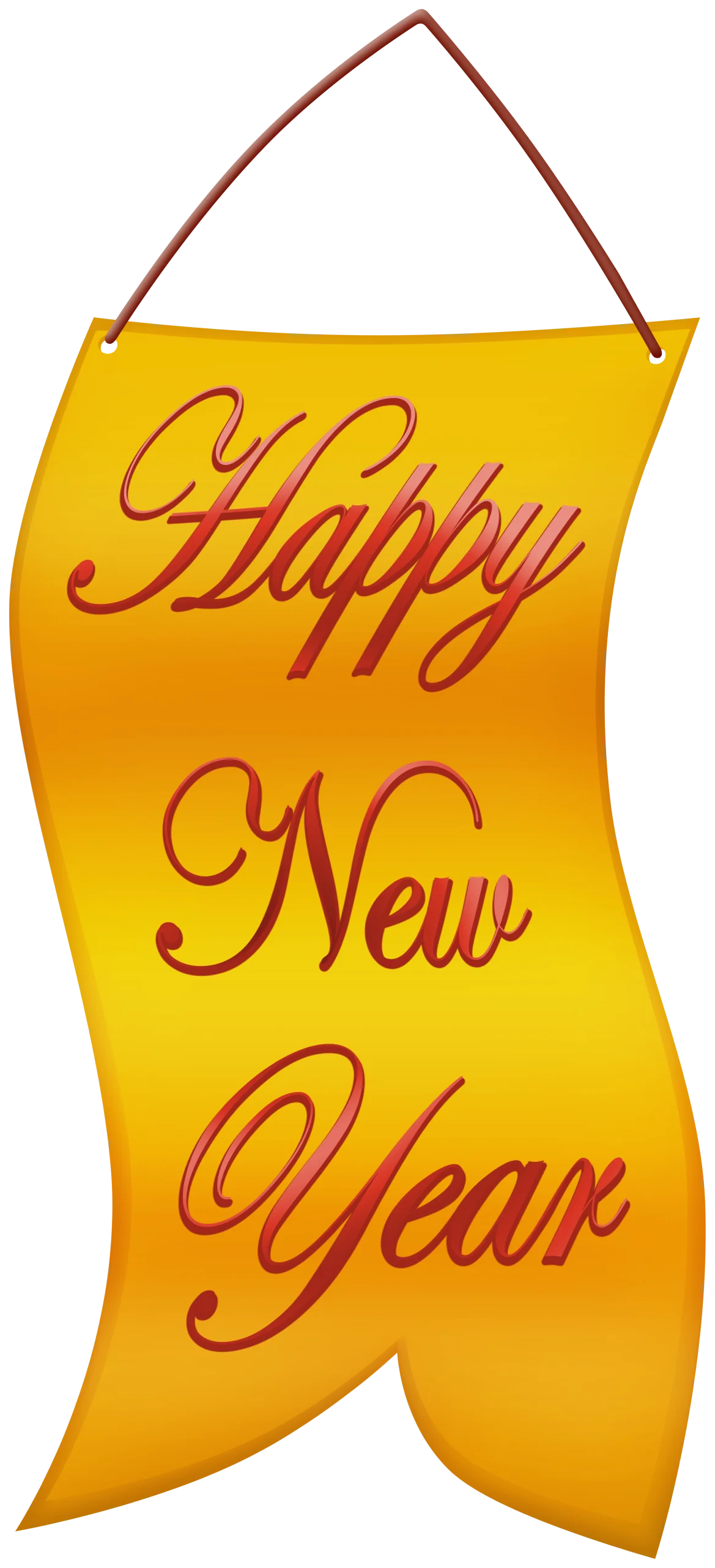 Elegant Golden Happy New Year Celebration Scrollwork Clipart Design
