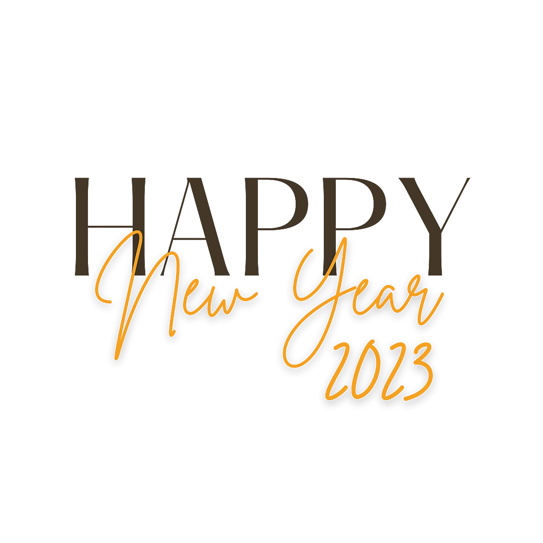 Elegant Happy New Year 2023 Clipart with Stylish Typography Design