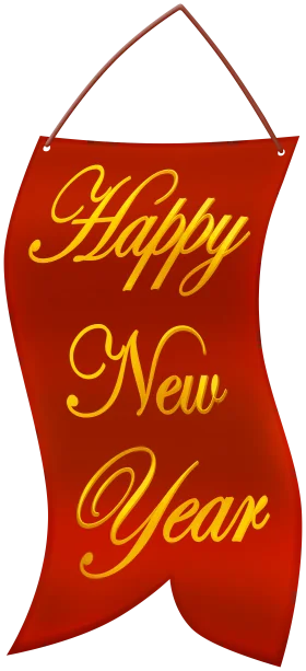 Elegant Red and Gold Happy New Year Ribbon Clipart Design