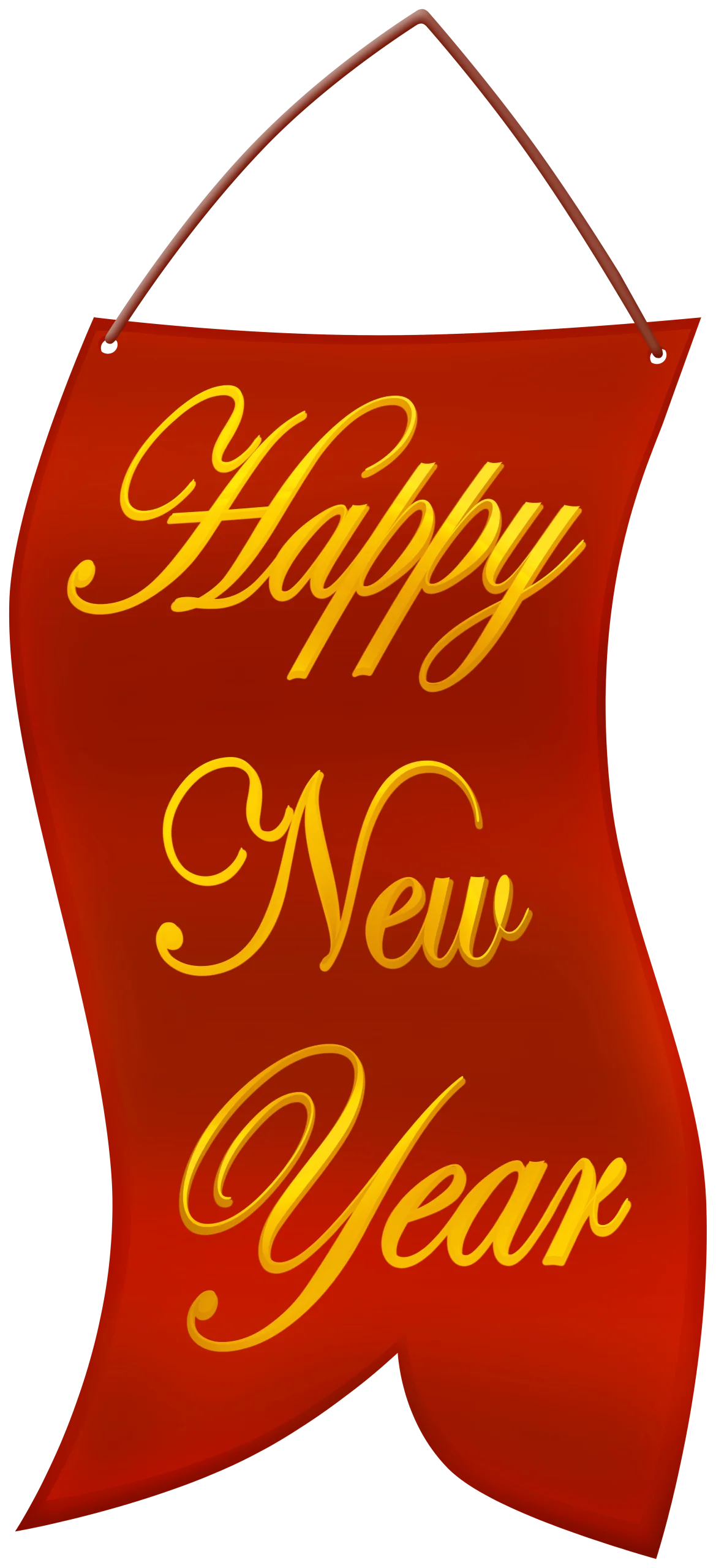 Elegant Red and Gold Happy New Year Ribbon Clipart Design