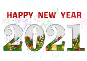 Festive 2021 New Year Celebration Clipart with Decorative Seasonal Elements
