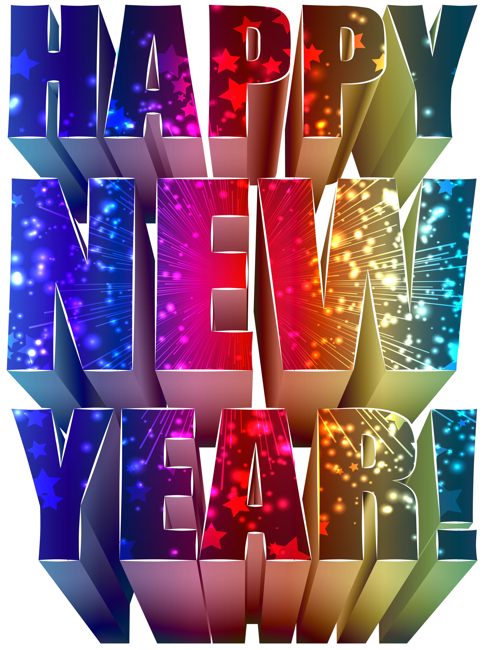 Festive 3D Happy New Year Celebration Sparkling Clipart Typography Design