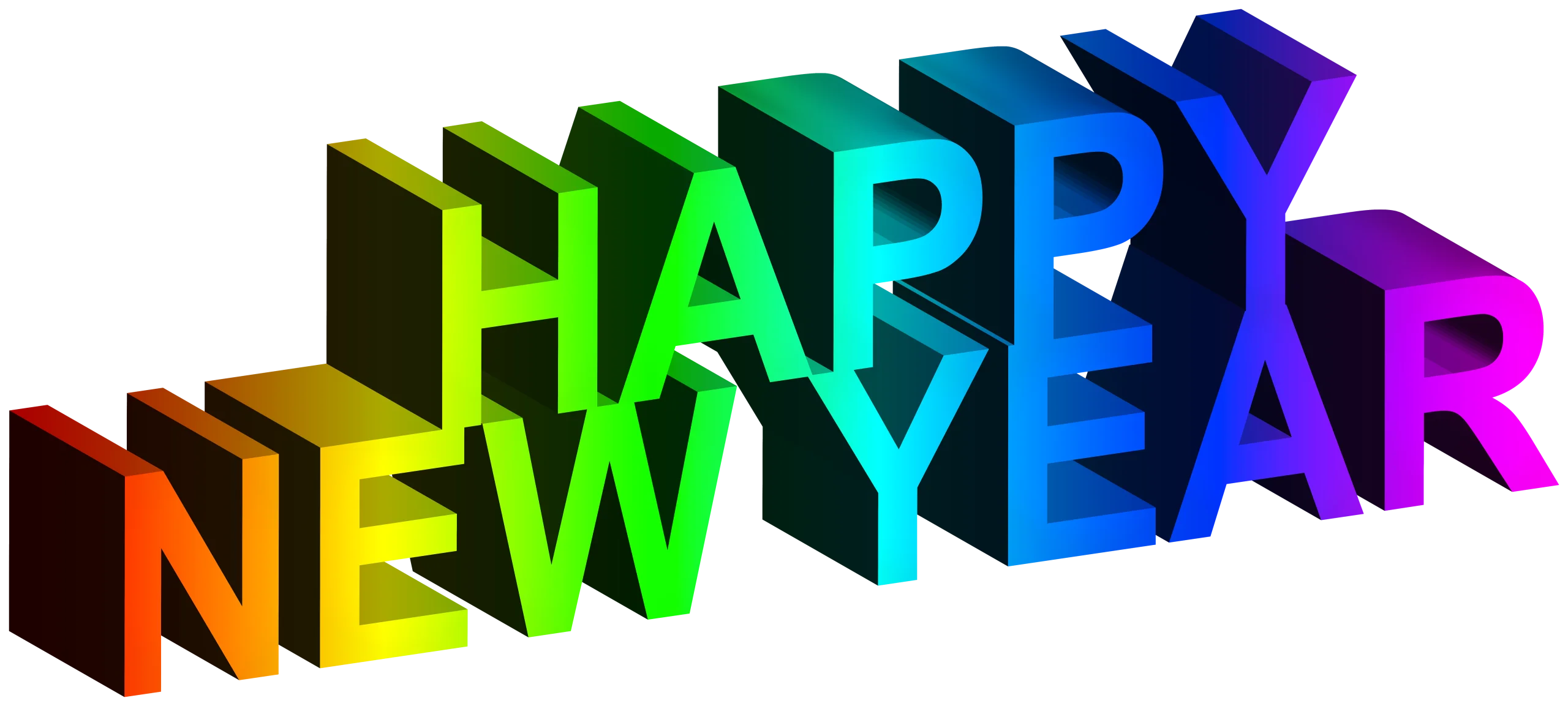 Festive 3D Happy New Year Multicolor Clipart Design with Bold Typography