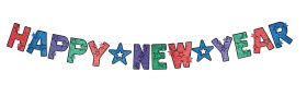 Festive and Colorful Happy New Year Letter Banner Clipart Design