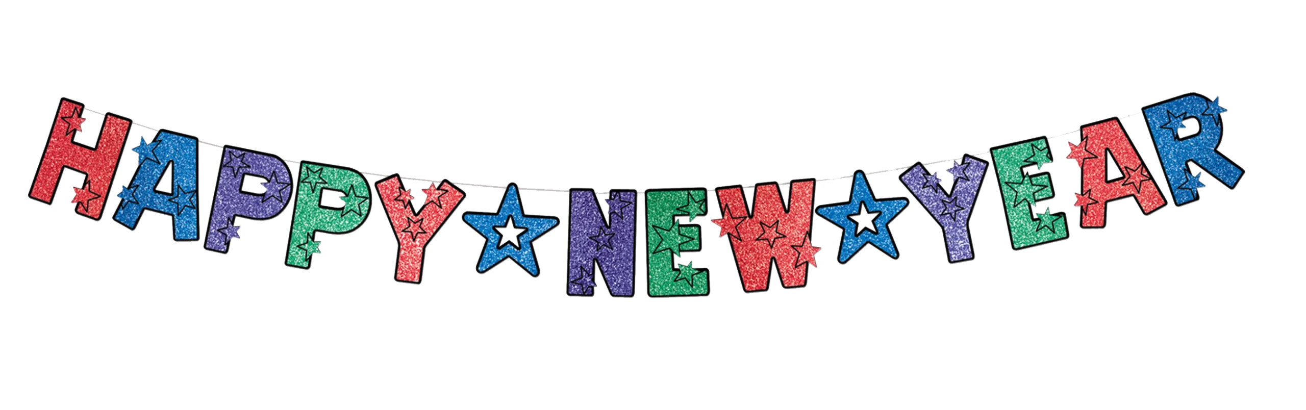 Festive and Colorful Happy New Year Letter Banner Clipart Design