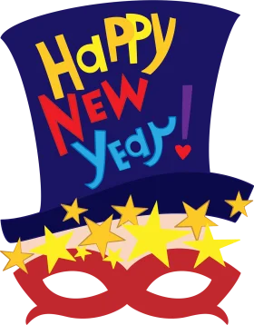 Festive Celebration New Year's Eve Clipart with Top Hat and Mask Design