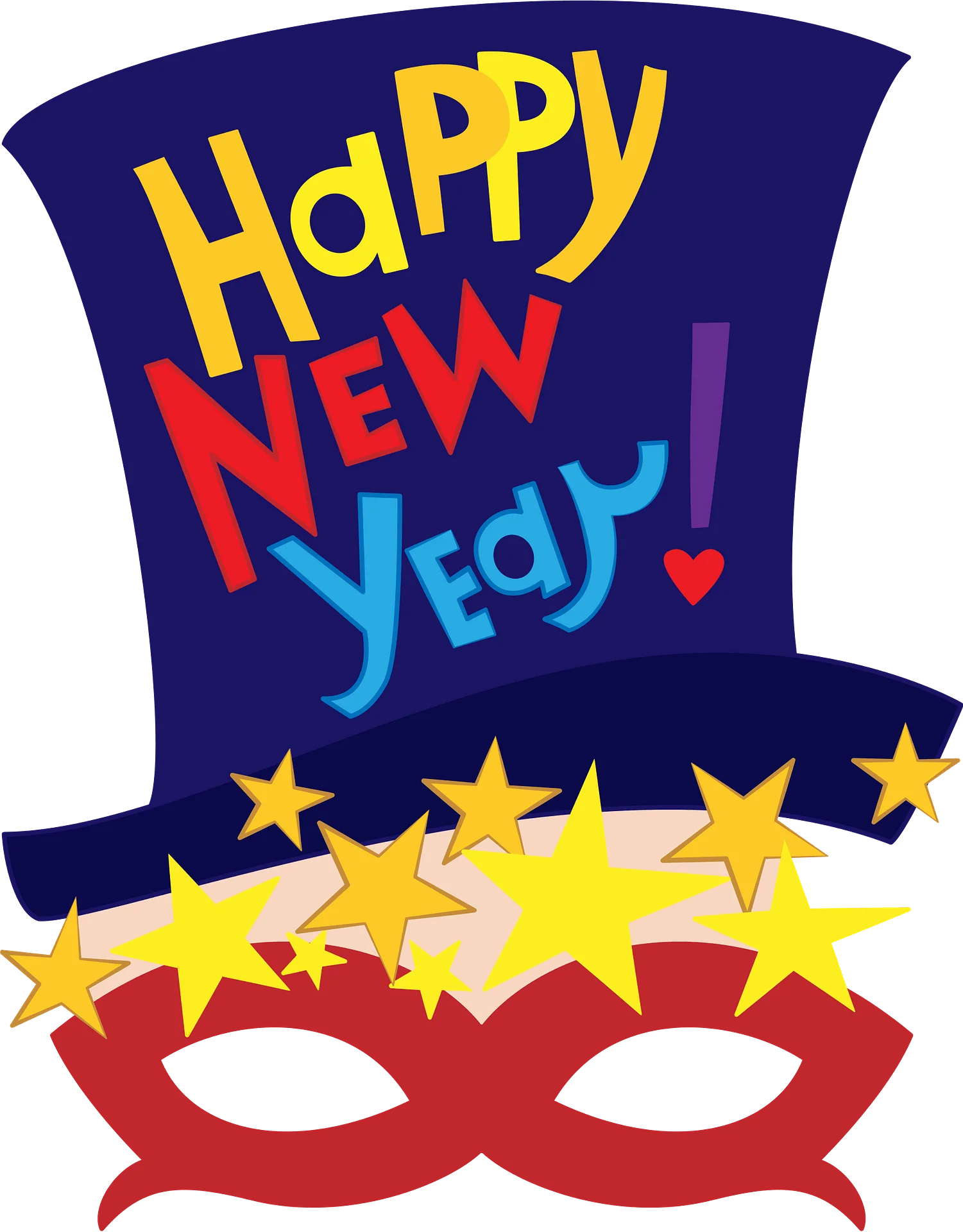 Festive Celebration New Year's Eve Clipart with Top Hat and Mask Design